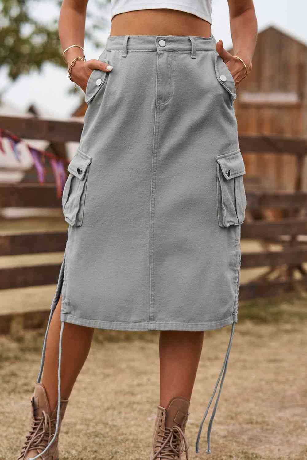 Jule Slit Vintage Denim Skirt - Lu Roo & Co Boutique